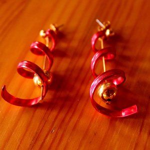 Holiday Bow Bell Pierced Earrings